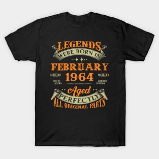 59th Birthday Gift Legends Born In February 1964 59 Years Old T-Shirt